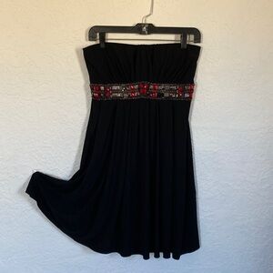 White House Black Market Black Beaded Strapless Party Dress Sz 4 NWT WHBM